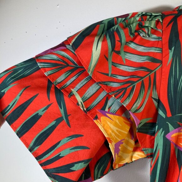 Womens Maude Vivante Tropical Floral Leaves Maxi Dress Tiered S Cotton #43 - Picture 5 of 10